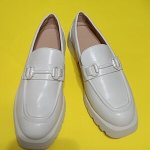 JUST FAB Women's Frankie  Cream Slip On  Loafers Size 7